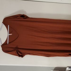 Chocolate brown maxi tshirt dress with side slits and pockets